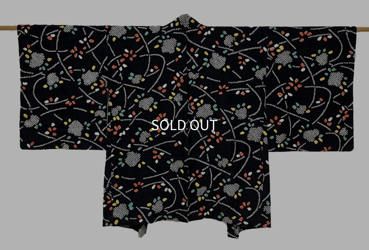 画像1: 正絹 / 総絞り羽織 / 絞り染め / 黒 / 未使用品 (1)