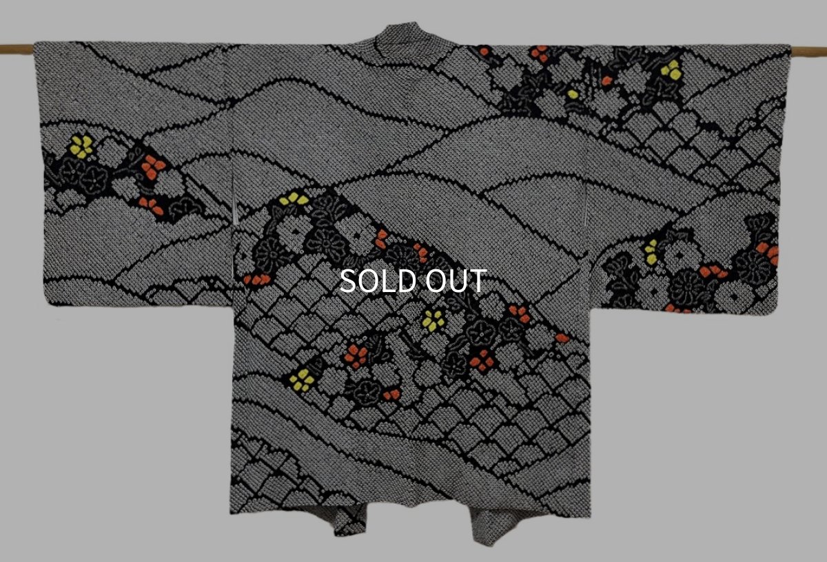 画像1: 正絹 / 総絞り羽織 / 疋田絞り / 黒 (1)