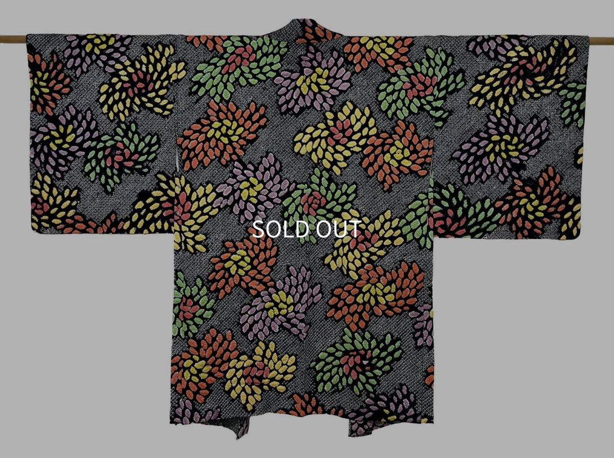 画像1: 正絹 / 総絞り羽織 / 本疋田絞り / 菊花 / 黒 (1)