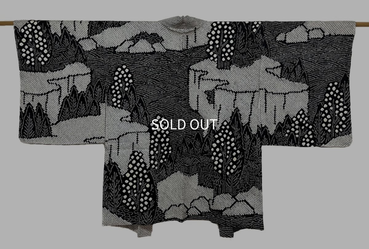 画像1: 正絹 / 総絞り羽織 / 本疋田絞り / 黒 (1)