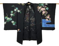 画像2: 正絹 / アンティーク 長羽織 / 桜 / 貝 / 無双羽織 (2)