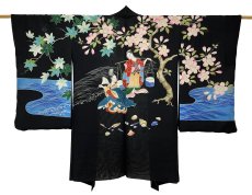 画像1: 正絹 / アンティーク 長羽織 / 桜 / 貝 / 無双羽織 (1)