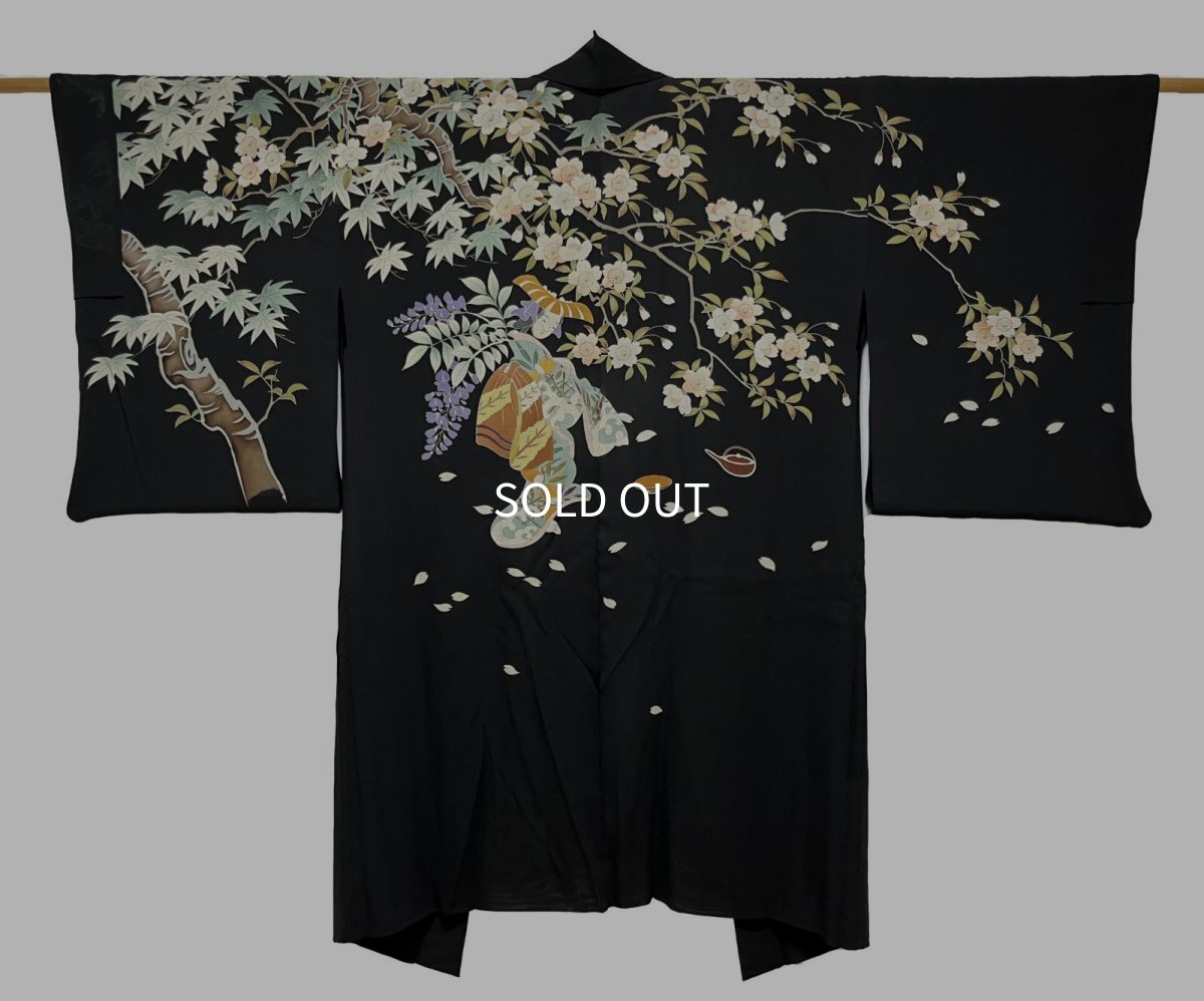 画像1: 正絹 / アンティーク 長羽織 / 桜 / 無双羽織 (1)