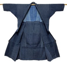 画像1: 木綿 / 襤褸 野良着 / 縞 藍染 (1)