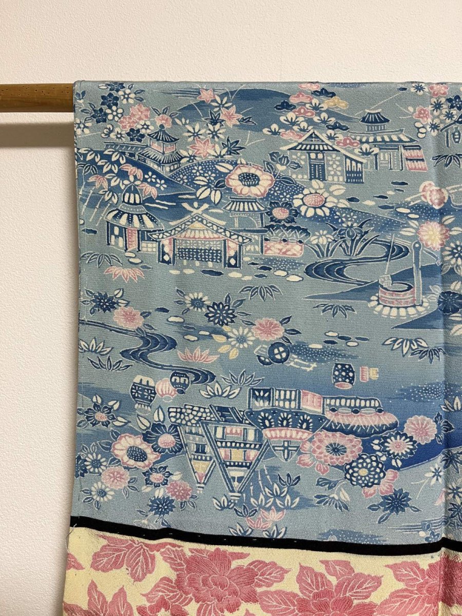 画像6: 正絹 / 襦袢 / 柄見本 / 風景 花柄 (6)
