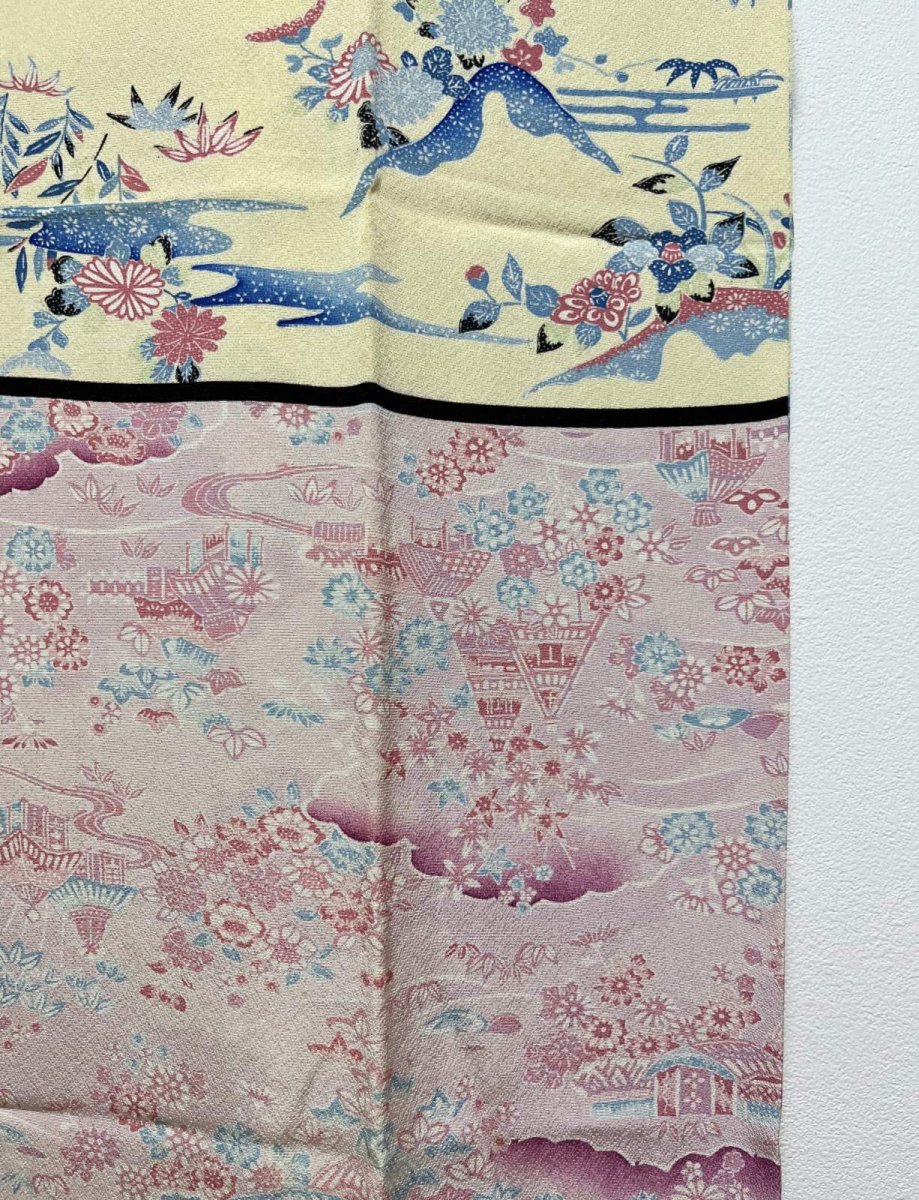 画像10: 正絹 / 襦袢 / 柄見本 / 風景 花柄 (10)